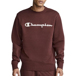 image:imageChampion Mens Crewneck Fleece Sweatshirt Standard Fit Midweight Script Logo Available in Regular and Big amp TallBitter Chocolate