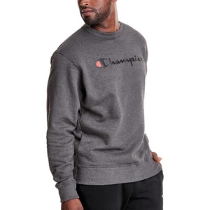 image:imageChampion Mens Crewneck Fleece Sweatshirt Standard Fit Midweight Script Logo Available in Regular and Big amp TallGranite Grey Heather
