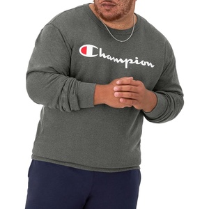 image:imageChampion Mens Crewneck Fleece Sweatshirt Standard Fit Midweight Script Logo Available in Regular and Big amp TallGranite Heather  Classic Script Logo