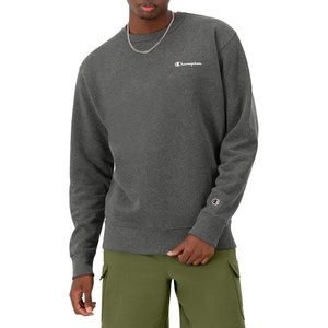 image:imageChampion Mens Crewneck Fleece Sweatshirt Standard Fit Midweight Script Logo Available in Regular and Big amp TallGranite Heather Small  Small Script Logo