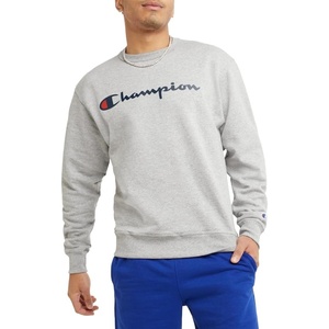 image:imageChampion Mens Crewneck Fleece Sweatshirt Standard Fit Midweight Script Logo Available in Regular and Big amp TallOxford Gray Script
