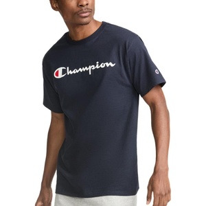 image:imageChampion Mens Graphic Short Sleeve TShirt Standard Fit Classic Script Logo Midweight 100 CottonNavy  Classic Script Logo