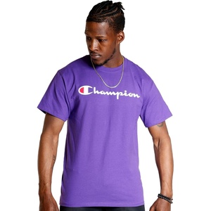 image:imageChampion Mens Graphic Short Sleeve TShirt Standard Fit Classic Script Logo Midweight 100 CottonPurple Pr