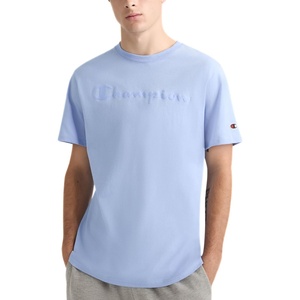 image:imageChampion Mens Graphic Short Sleeve TShirt Standard Fit Tonal Script Logo Midweight 100 CottonPewter Blue