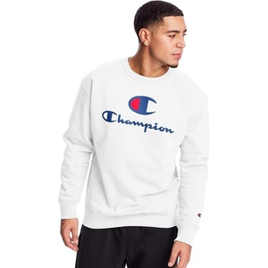 image:imageChampion Mens Mens Crewneck Fleece Sweatshirt Standard Fit Midweight C Logo Available in Regular and Big amp TallWhite Double Logo