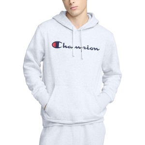 image:imageChampion Mens Pullover Graphic Fleece Hoodie Standard Fit Midweight Fleece Classic Script LogoPlatinum Silver Heather