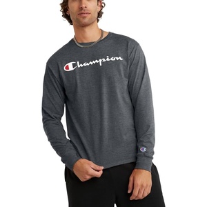 image:imageChampion Mens Long Sleeve Tshirt Classic Tshirt for Men Reg Or Big amp TallGranite Heather  Classic Script Logo