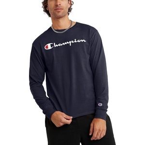 image:imageChampion Mens Long Sleeve Tshirt Classic Tshirt for Men Reg Or Big amp TallNavy  Classic Script Logo