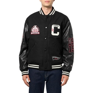 image:imageChampion Mens Letterman Varsity Bomber Jacket With PatchesBlackBlack
