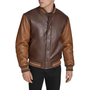 image:imageChampion Mens Letterman Varsity Bomber Jacket With PatchesBrown Faux Leather