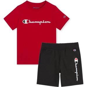image:imageChampion Boys 2 Piece Short Sleeve Shirt and Mesh Shorts SetsRedblack