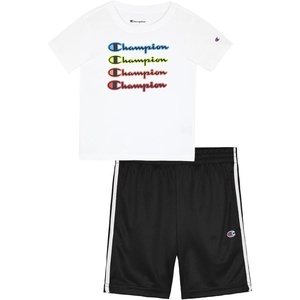 image:imageChampion Boys 2 Piece Short Sleeve Shirt and Mesh Shorts SetsSignature White