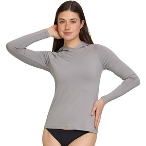 image:imageChampion Womens Hooded Rash Guard Long Sleeve Sun Hoodie UPF 50 Shirt  BuiltIn Hood UPF 50 Sun Protection QuickDry Fabric Athletic Fit AllSeason Wear Swim Shirt Active Sun HoodieGrey