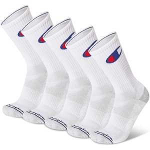 image:imageChampion Mens Cushioned Crew Socks 5Pack  MoistureWicking Athletic Crew Socks with Arch Support Sizes 612White Cuff Logo