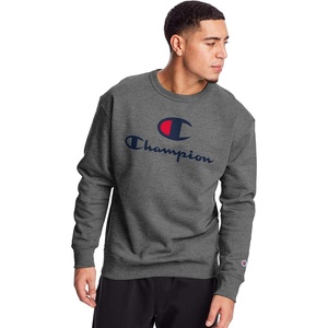image:imageChampion Mens Mens Crewneck Fleece Sweatshirt Standard Fit Midweight C Logo Available in Regular and Big amp TallGranite Heather Double Logo